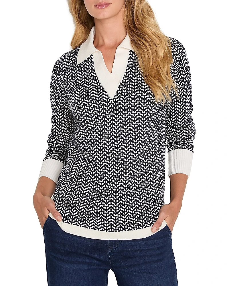 Nic+Zoe Two Tone Jacquard Sweater