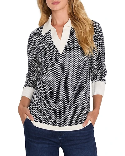 Nic+Zoe Two Tone Jacquard Sweater