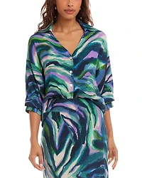 Karen Kane Lantern Sleeve Button-Front Top