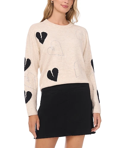 Vince Camuto Many Hearts Crewneck Sweater
