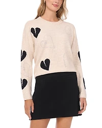Vince Camuto Many Hearts Crewneck Sweater