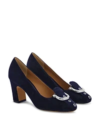 Ferragamo Women's Suede 70 Buckle Pumps