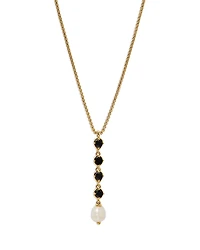 Nadri Maiden Black Cubic Zirconia & Imitation Pearl Lariat Necklace, 16-18