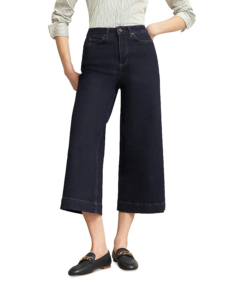 Hobbs London Brinley High Rise Cropped Wide Leg Jeans