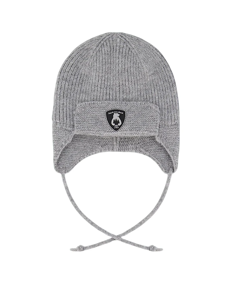 Deux par Unisex Lined Knit Hat with Ears and Strings - Baby