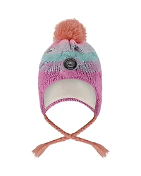 Deux par Girls' Lined Peruvian Knit Pompom Hat - Toddler Child Little Kid, Big Kid