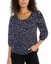 Liverpool Los Angeles Scoop Neck Ruffle Sleeve Top