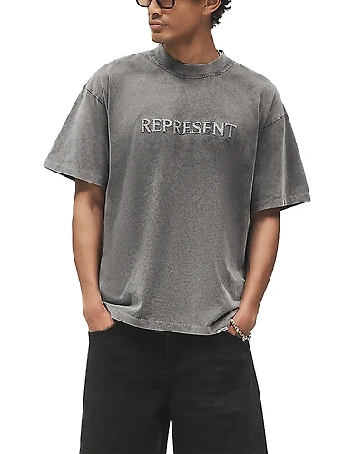 Represent Embroidered Serif Logo Tee