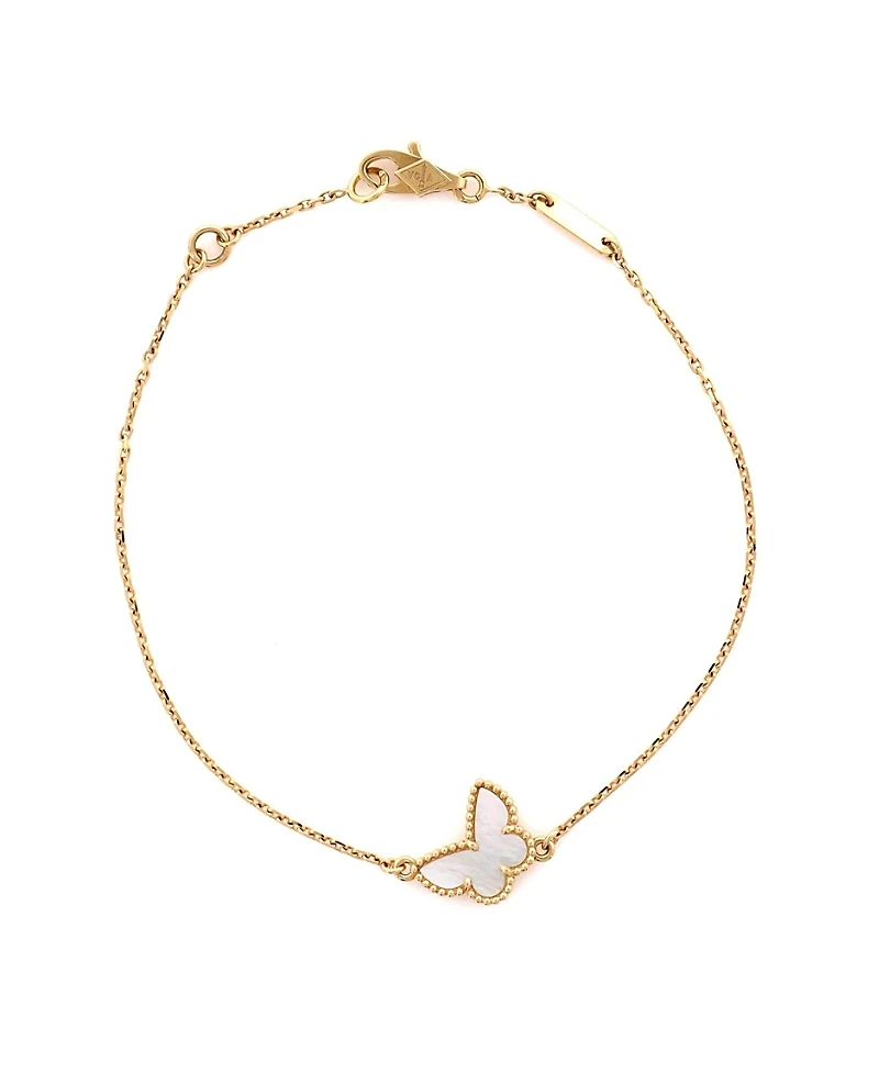 Pre-Owned Van Cleef & Arpels Sweet Alhambra Butterfly Bracelet 18K Gold and Mother of Pearl