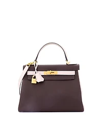 Pre-Owned HERMES Kelly 28 Handbag Bicolor Togo with Brushed Gold Hardware