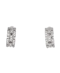 Pre-Owned Cartier Maillon Panthere 3 Row Hoop Earrings 18K White Gold with Pave Diamonds