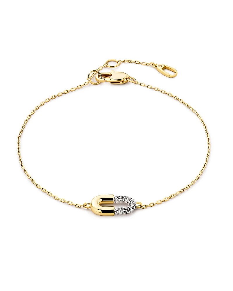 Ana Luisa Micropave Gold Charm Blake Bracelet