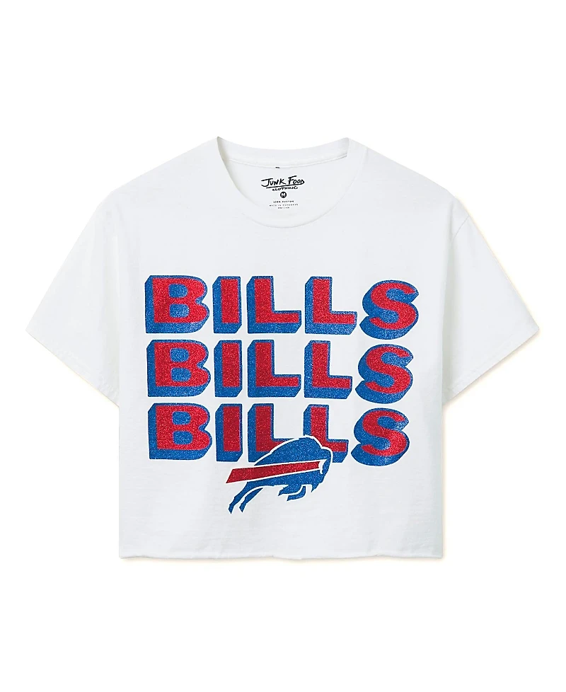 Junk Food Clothing Women's Nfl Buffalo Bills Repeat Glitter Flea Market Crop Tee