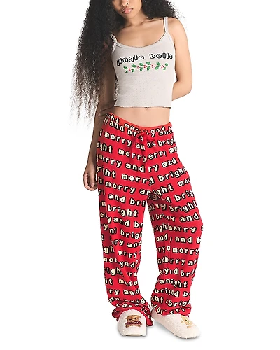 Skims Pointelle Cropped Camisole & Waffle Knit Pants Pajama Set
