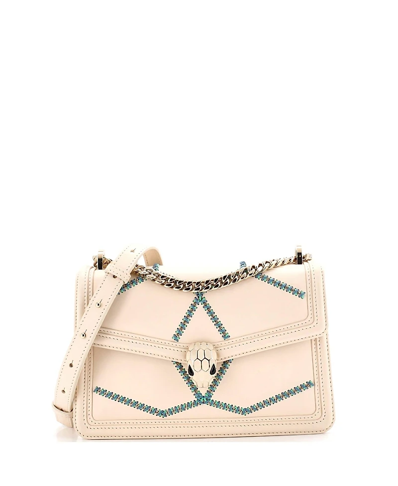 Pre-Owned Bvlgari Small Serpenti Forever Shoulder Bag Whipstitched Leather