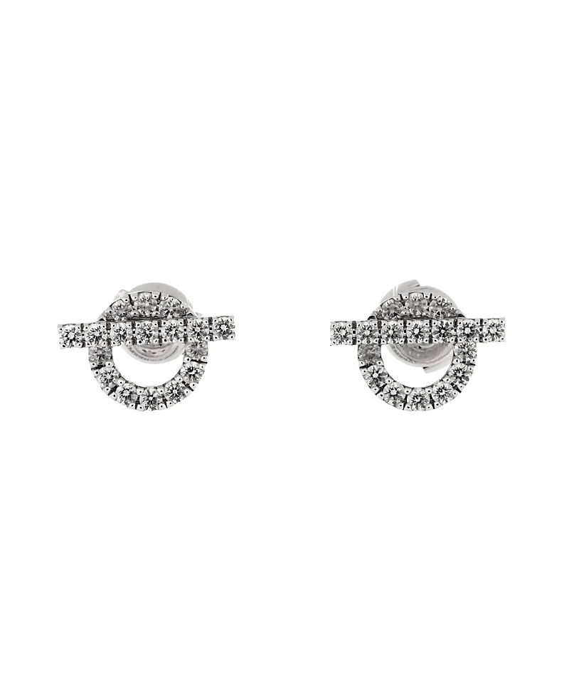 Pre-Owned HERMES Finesse Stud Earrings 18K White Gold and Diamonds