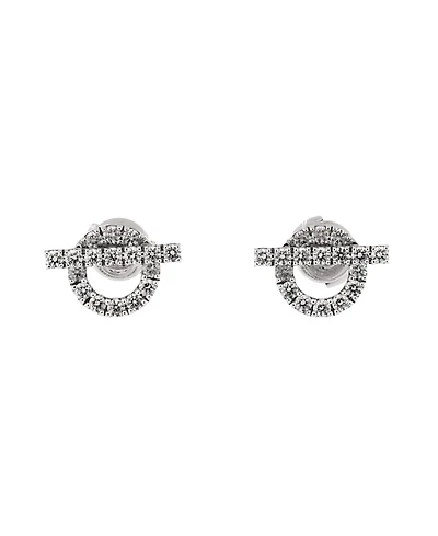 Pre-Owned HERMES Finesse Stud Earrings 18K White Gold and Diamonds