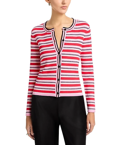 T Tahari Long Sleeve Crewneck Striped Sweater