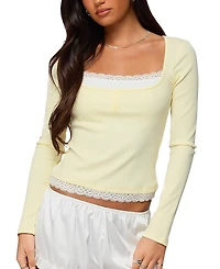 Edikted Joana Layered Lacey Henley Top