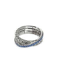 John Hardy Sterling Silver Essentials Blue Sapphire Pave Crossover Ring