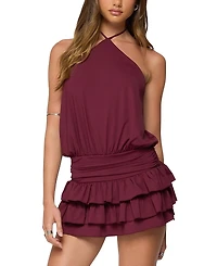 Edikted Fontella Ruffled Halter Neck Romper