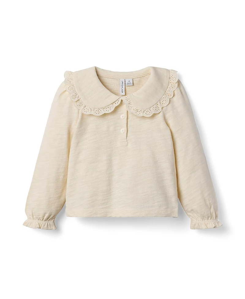 Janie and Jack Girls' Lace Collared Top - Baby, Little Kid, Big Kid