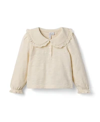 Janie and Jack Girls' Lace Collared Top - Baby, Little Kid, Big Kid