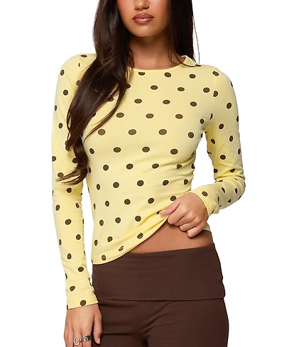 Edikted Maricelle Polka Dot Long Sleeve T Shirt