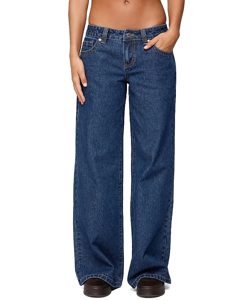 Edikted Raiyne Low Rise Wide Leg Jeans
