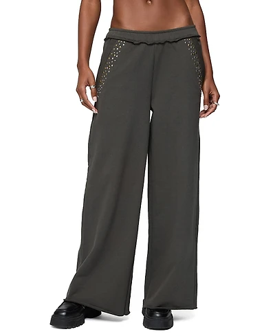 Edikted Wrenn Studded Wide Leg Sweatpants