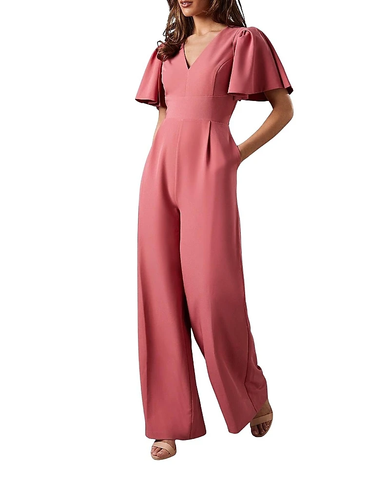 Coast Flutter Sleeve Plunge Jumpsuit