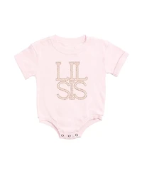 Sweet Wink Girls' Lil Sis Faux Pearl Patch Short Sleeve Romper - Baby