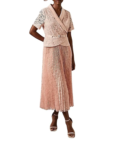 Coast Lace 2-In-1 Jacket Pleated Midi Dress