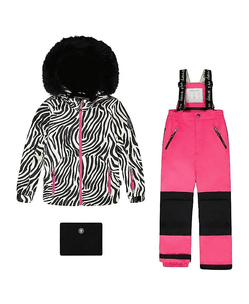 Deux par Girls' Two-Piece Zebra Play Snowsuit - Big Kid