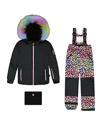Deux par Girls' Two-Piece Rainbow Leopard Play Snowsuit - Little Kid