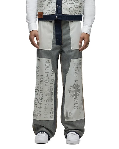 Hudson Wide Leg Columbus Number Graphic Jeans