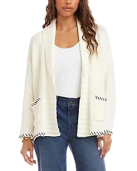 Karen Kane Contrast Stitch Open Front Cardigan Sweater