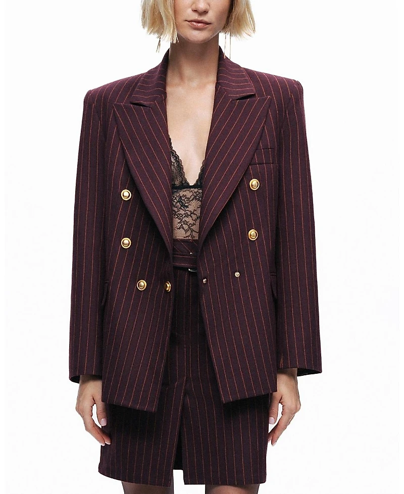 Nocturne Pinstripe Double-Breasted Blazer