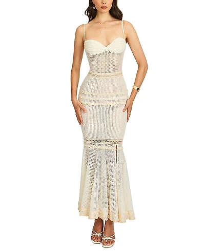 Miss Circle Pallas Lace Trim Crochet Mermaid Maxi Dress