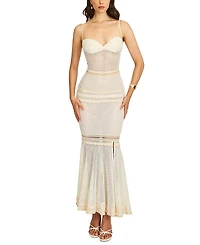 Miss Circle Pallas Lace Trim Crochet Mermaid Maxi Dress