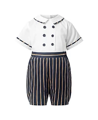 Rachel Riley Boys' Navy Stripe Romper - Baby