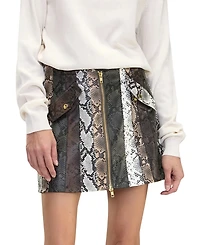 Cynthia Rowley Snake-Embossed Leather Skirt