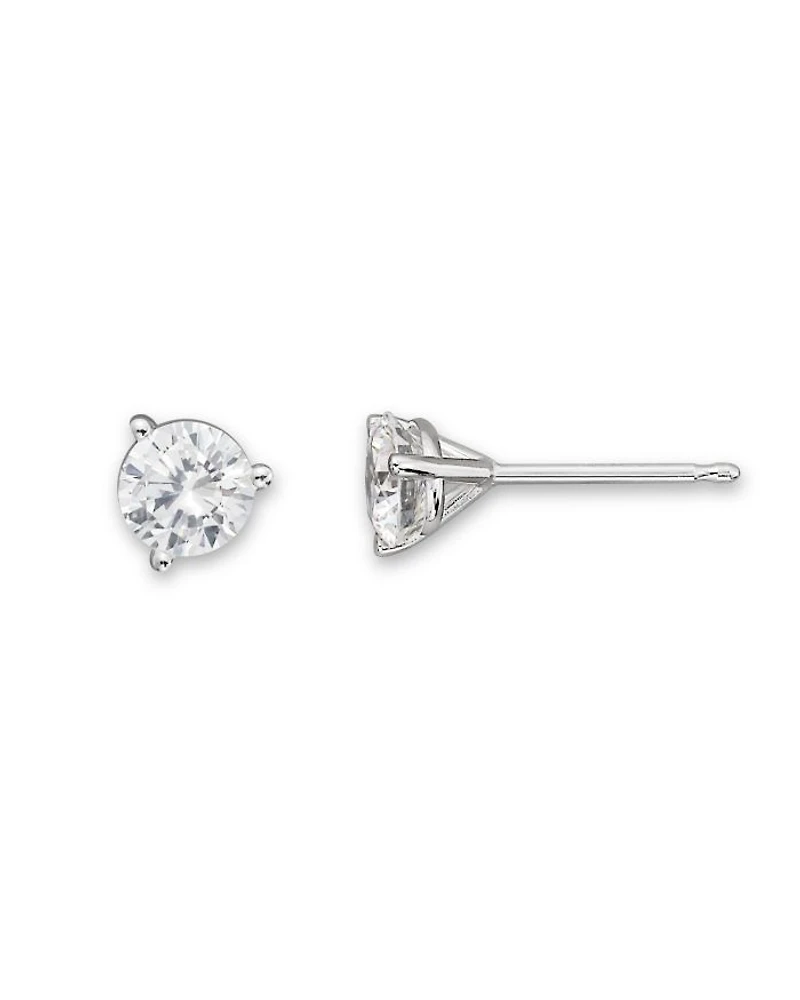Certified Diamond Stud Earrings 18K White Gold, 0.50-2.0 tcw
