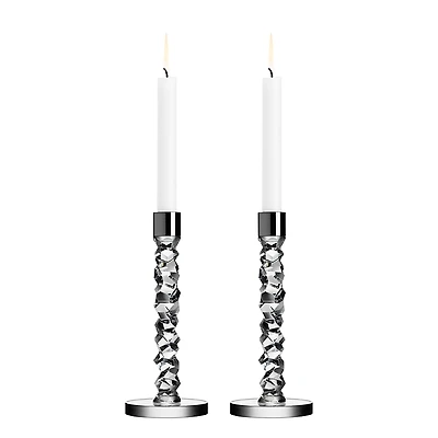 Orrefors Carat High Candlesticks, Pair