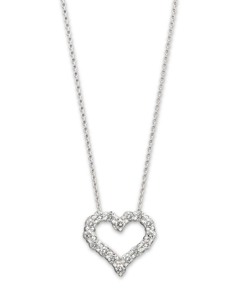 Diamond Heart Pendant Necklace 14K White Gold, 0.25-1.0 tcw
