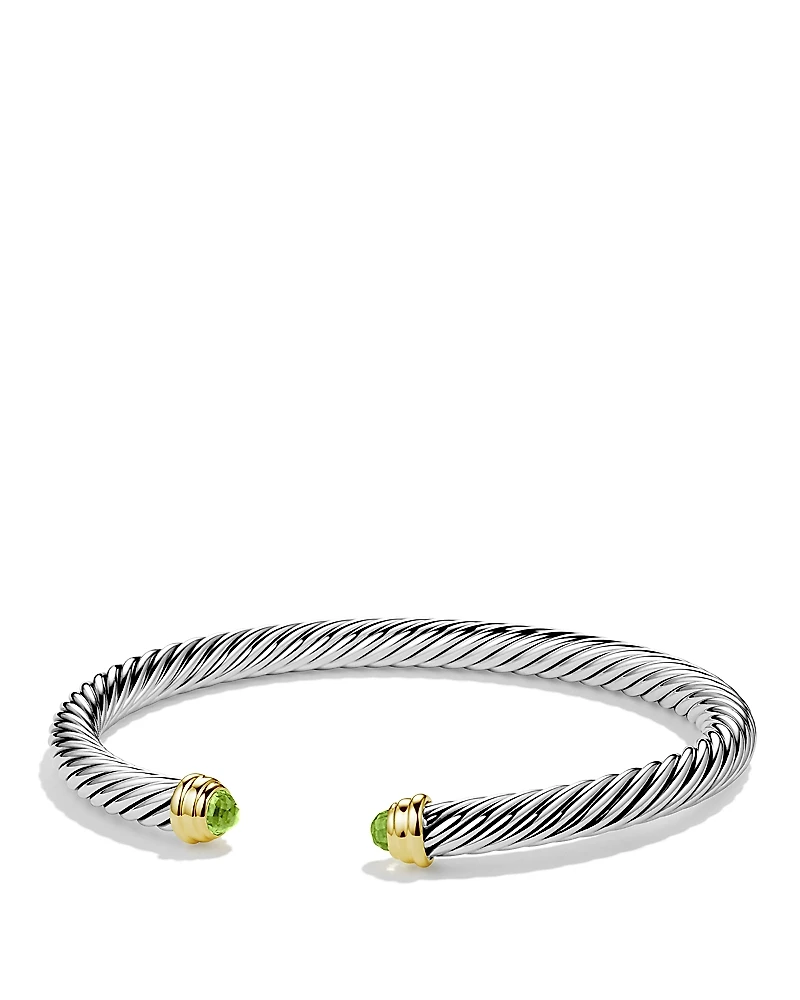David Yurman Cable Classics Bracelet with Peridot and 14K Gold, 5mm