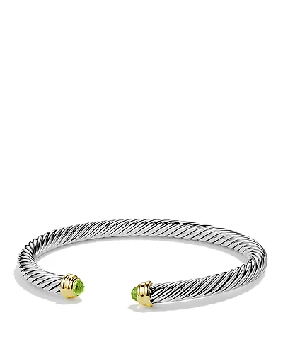 David Yurman Cable Classics Bracelet with Peridot and 14K Gold, 5mm