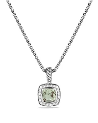 Petite Albion® Pendant Necklace in Sterling Silver with Prasiolite and Diamonds, 7mm