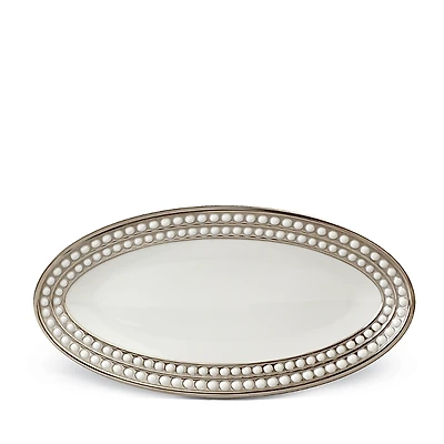 L'Objet Perlee Platinum Oval Platter, 14 x 7