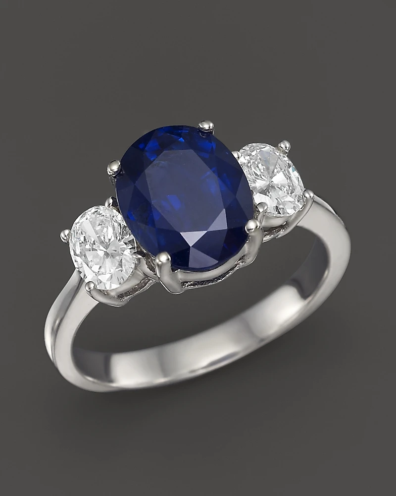 Sapphire and Diamond 3-Stone Ring
